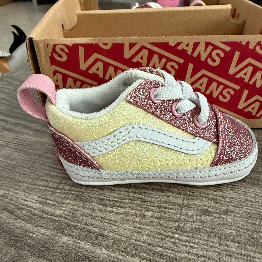 Vans Glittery Pink and Yellow Kids Shoes